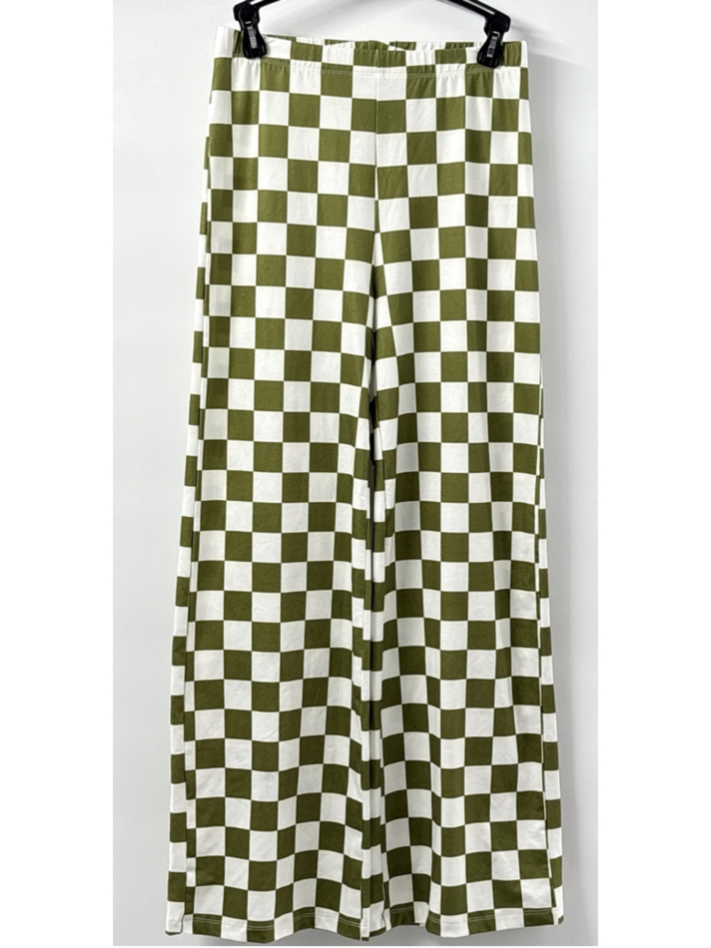 Princess Polly Green Checkered Wide Leg Pants US 4 Y2K Mod Retro Lounge
